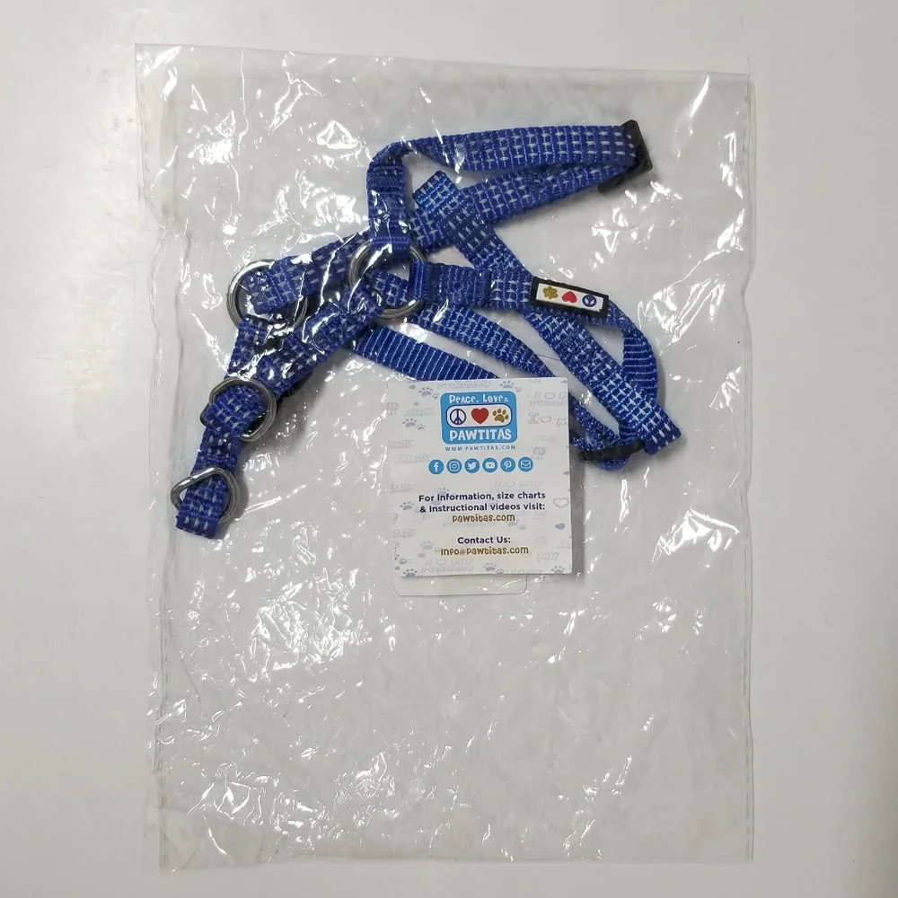 Pawtitas Blue & White Step-In Dog Harness Sz XS NWT